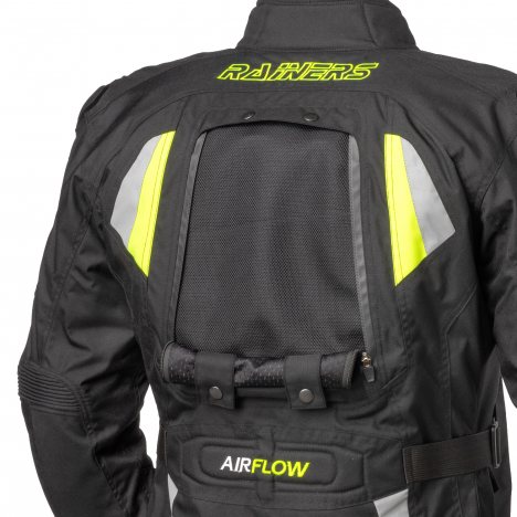 Chaqueta moto verano hombre Rainers modelo JEREZ Negro Fluor